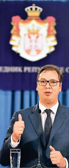  ?? FOTO: IMAGO ?? „Alle meine Vorgänger sind auf die eine oder andere Weise am Kosovo-Konflikt gescheiter­t“, sagt Aleksandar Vucic (48).