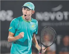  ?? Picture: GETTY IMAGES ?? PEOPLE’S CHOICE: Alex de Minaur celebrates winning a point in his men’s singles final against Daniil Medvedev.