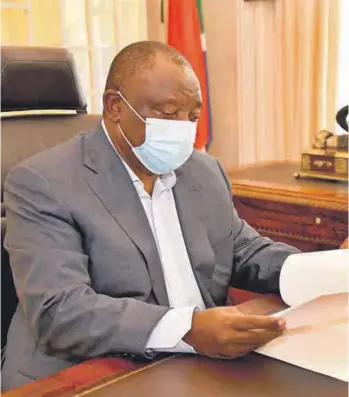  ?? Baba Jiyane
Photo: ?? South African President Cyril Ramaphosa, who is also the Chairperso­n of the African Union, announced the first lockdown in March 2020, which was later extended.