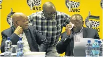  ?? Picture: THULANI MBELE ?? FACTIONS: Jacob Zuma, Gwede Mantashe and Cyril Ramaphosa at the ANC’s NEC conference in Pretoria on Friday
