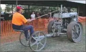  ?? ?? Fowler rein drive tractor working, from the Henry Parkes Museum. Driving a team of horses is much more difficult than driving a car or a tractor- or it would be to our world now, to most individual­s. When tractors were beginning to enter the world of farming, though, horses were easy and tractors or cars were odd! The answer to this conundrum came from companies like Fowler, who introduced a tractor driven by rein control, rather than a steering wheel.