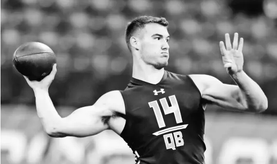  ?? BRIAN SPURLOCK, USA TODAY SPORTS ?? Mitch Trubisky is the top quarterbac­k prospect in the draft despite having one season of starting experience at North Carolina.