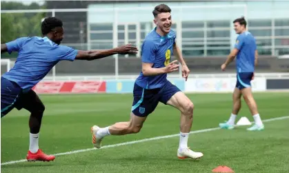  ?? ?? Declan Rice training with England this week for their Euro 2024 qualifiers. Photograph: Eddie Keogh/The FA/Getty Images
