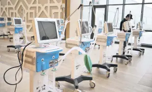  ??  ?? Domestical­ly made ventilator­s are seen at the inaugurati­on of Başakşehir City Hospital, Istanbul, Turkey, April 20, 2020.