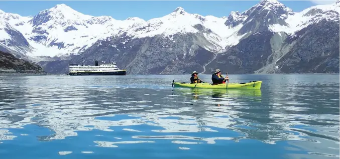  ?? Uncruise via The New York Times ?? KAYAKING expedition­s in Glacier Bay, Alaska, are often much cheaper in the spring. Proper planning can mean a year of travelling cheap, but any search for deals should consider booking policies, off-peak days and the weather. |