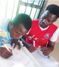  ?? ?? Pauletta Nguzuzyale­za Mwembe and Clayton Kila Munenge landed contracts with Castle Lager Premiershi­p side Yadah Stars