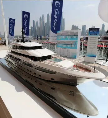  ?? Chris Whiteoak / The National ?? A model of a luxury vessel on display at the Dubai Internatio­nal Boat Show