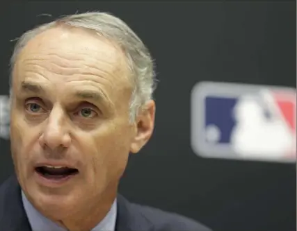  ?? Associated Press ?? Major League Baseball Commission­er Rob Manfred criticized the rationale behind the union’s grievance that the Pirates and three other teams failed to spend their revenue sharing money as required.