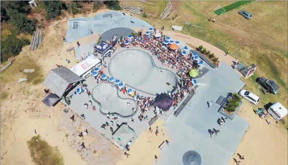  ?? PICTURE / NRC ?? An aerial view of the Mangawhai Activity Zone Skate Park, which is now to be extended.