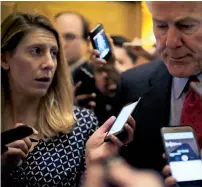  ?? AFP ?? uS Senate Majority Whip John Cornyn speaks with reporters after delivering remarks on the Senate floor about the involvemen­t of the uS in yemen, in Washington. —