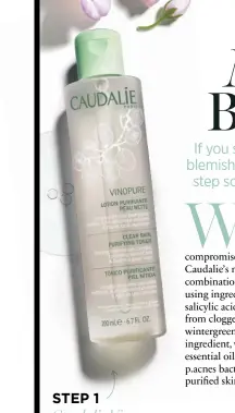  ??  ?? STEP 1 Caudalie Vinopure Clear Skin Purifying Toner, £18 Packed with soothing organic grape water, this should be applied morning and evening to prepare for the skincare steps that follow.