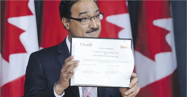  ?? SEAN KILPATRICK / THE CANADIAN PRESS ?? Amarjeet Sohi says Canadians will be hearing about some major infrastruc­ture announceme­nts “in the next couple of weeks or a month.”