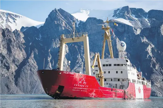  ?? MICHELLE MUNKITTRIC­K ?? The Canada C3 Ship in Sirmilik National Park, outside of POND INLET, Nunavut, on leg 8 of the expedition in early August 2017.