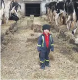  ??  ?? Ariane a trois ans et elle vient aider tous les jours sa maman Josianne Carrière et son papa Marc Côté, de Saint-Anicet. C’est grand-papa Urgel qui doit être fier.