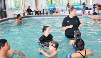  ?? ?? Left: Pip teaches ways of being safe and happy in the water.