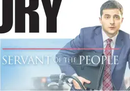  ?? ?? Zelensky plays an ordinary schoolteac­her thrust into the presidency off a viral video in his 2015 Web series — and won 73% of the real Ukrainian electorate to become president just four years later.