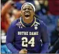  ?? GETTY IMAGES ?? Notre Dame guard Arike Ogunbowale hit the winning shot against UConn in OT on Friday.