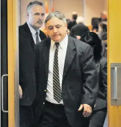  ?? JON MURRAY/PNG FILES ?? RCMP Sgt. Pierre Lemaitre leaves the Braidwood Inquiry in April of 2009 into the Tasering death of Robert Dziekanski at Vancouver airport.