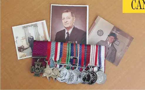  ?? TONY CALDWELL / POSTMEDIA NEWS ?? A private U.K. collector has paid $550,000 for the Victoria Cross, left, awarded to Canadian Lt.-Col. David Currie in the Second World War. Currie was the only Canadian to earn a Victoria Cross, the Commonweal­th’s highest honour for bravery in battle,...
