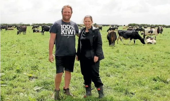 ??  ?? Ben and Belinda Price say winning the 2016 Taranaki Sharefarme­rs of the Year competitio­n opened doors for them.