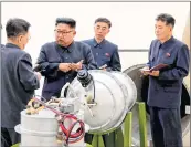  ??  ?? North Korea’s Kim Jong Un inspects a military facility.