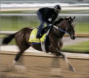  ?? CHARLIE RIEDEL - THE ASSOCIATED PRESS ?? Epicenter works out at Churchill Downs Thursday, May 5, before the 148th running of the Kentucky Derby. The second-place finisher at the Derby was installed Monday as the 6-5 favorite for the Preakness.