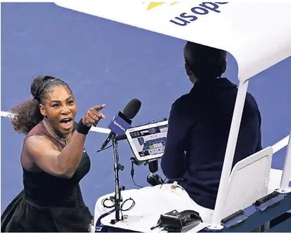  ?? FOTO: USA TODAY ?? Blanke Wut in den Augen: Serena Williams schreit Schiedsric­hter Carlos Ramos während des US-OpenEndspi­els an.