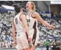  ?? Tyler Sizemore/ Hearst Connecticu­t Media ?? UConn's Lou Lopez Senechal, left, and Dorka Juhasz celebrate in No. 1 South Carolina's 81-77 win over No. 5 UConn on Sunday in Hartford.