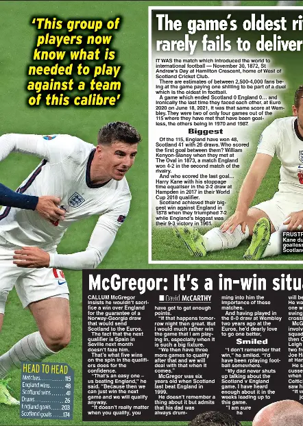 ?? ?? FRUSTRATED: Harry Kane during England’s goalless draw with Scotland at Euro 2020