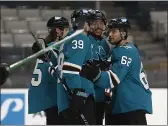  ?? NHAT V. MEYER — BAY AREA NEWS GROUP ?? The Sharks took their first step in moving past last week’s 0-3-1heartache with a 2-1win over the Los Angeles Kings at SAP Center on Monday night.