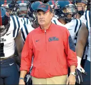  ?? AP/PHELAN M. EBENHACK ?? abruptly resigned as head football coach at Mississipp­i on Thursday night after it was revealed that school officials found a pattern of phone calls from a university-provided cellphone to a number associated with a female escort service.