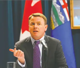  ?? DARREN MAKOWICHUK ?? Health Minister Tyler Shandro announced Alberta will maintain physician funding at $5.4 billion per year and implement its final offer to the Alberta Medical Associatio­n to avoid cost overruns.