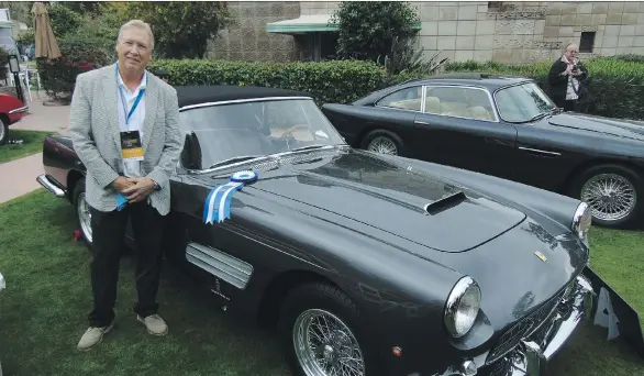  ??  ?? Garry Peters displays the best-in-class ribbon for his rare 1960 Ferrari GT250 Series II Cabriolet, displayed at the Arizona Concours d’Elegance in Phoenix last weekend.