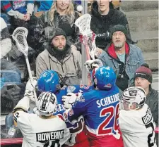  ?? BARRY GRAY THE HAMILTON SPECTATOR FILE PHOTO ?? FirstOntar­io Centre fans can provide momentum for the Rock in the four remaining home games as they look to gain home floor advantage in the NLL playoffs.