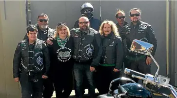  ??  ?? Some members of the Christchur­ch, te turu, Tribal Nations Motorcycle Club, from left, Lesa Clarke, Mita Jacobs, Kerry Townsend, Allan Townsend, Lynda Byrnes, and, far right, Atama Moore.