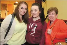  ??  ?? Gillian and Marian Clarges, pictured with local girl Katie O’ Gorman, travelled from Dublin to see Tullylease Drama Group’s production of ‘The Year of the Hiker’. RIGHT: Gobnait and Donal Murphy made the shorter trip from Rockchapel to enjoy the show.