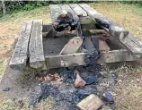  ?? PHOTO: SUPPLIED ?? A picnic table was damaged and rubbish left piled high after a party at Barrett Lagoon on Saturday night.