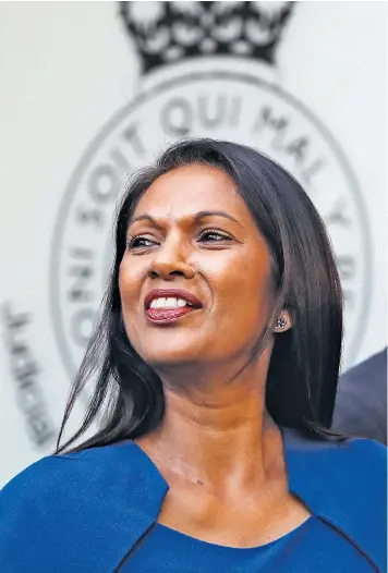  ??  ?? Anti-brexit campaigner Gina Miller leaves the Supreme Court after the first day of two appeals over Boris Johnson’s decision to prorogue Parliament. Government lawyer Lord Keen QC said the decision was political and not one for the courts