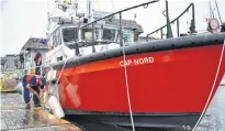  ?? DESIREE ANSTEY/JOURNAL PIONEER ?? The Canadian Coast guard vessel was moved and secured into a less exposed area in Summerside’s marina early Saturday morning.