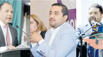  ?? / ARCHIVO ?? Omar Bazán buscará ahora una diputación federal; David Medina, dirigente del PES y su homólogo de MC, Francisco Sánchez, también van por escaño.