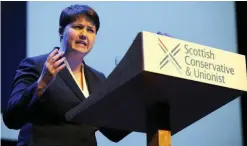  ??  ?? GLASGOW: Leader of the Scottish Conservati­ve and Unionist Party Ruth Davidson reaffirms her opposition to independen­ce at the party’s conference in Glasgow.