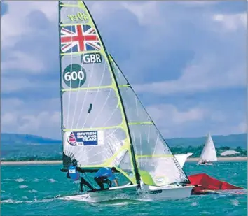  ??  ?? The Hunter brothers’ high performanc­e sailing dingy overtakes a competitor