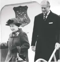  ?? JOHN MAHONEY FILES ?? Queen Elizabeth II and Prince Philip arrive in Quebec City from Regina in October 1987.