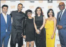  ?? IMAGE COURTESY: TIFF ?? Director Bornila Chatterjee (centre left) and lead actress Tisca Chopra (centre right) with other members of the cast of The Hungry at its world premiere in Toronto.
