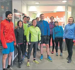  ?? ?? Runners at Kelvinhall undergroun­d station in Glasgow