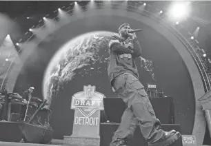  ?? MANDI WRIGHT/DETROIT FREE PRESS ?? Big Sean performs in the main theater during the NFL draft in Detroit on Thursday.