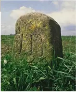  ??  ?? A Lammas stone bears the initials of the farmer who once worked this plot of land