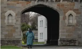  ?? Photograph: NurPhoto/Getty Images ?? A nun walking at the site of a former Sisters of Charity Magdalene laundry in Donnybrook, Dublin, 2021.