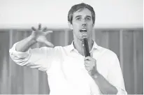  ?? Staff photo by Joshua Boucher ?? Beto O’Rourke speaks Saturday at the Twin City Event and Conference Center.