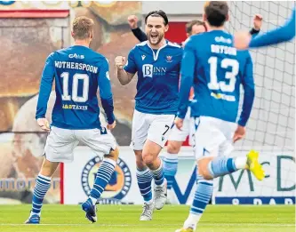  ??  ?? Stevie May, left, and Craig Conway produced fine displays against Accies.